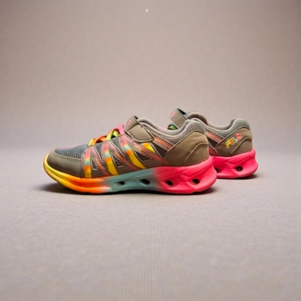 NWT Fila KIDS Pink and Yellow Athletic Shoes - Picture 1 of 5